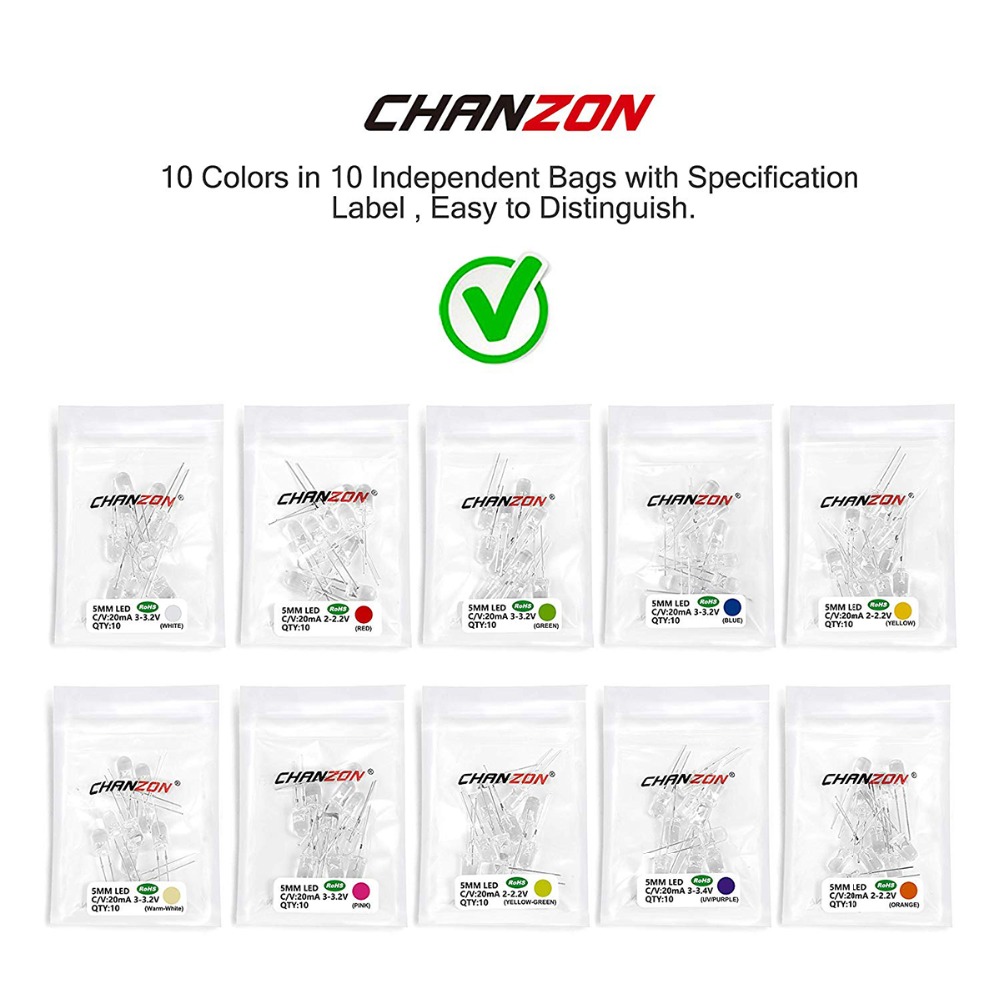 100 Uds 5mm diodo LED Ultra br - Diy Electronic Components reseña y precio